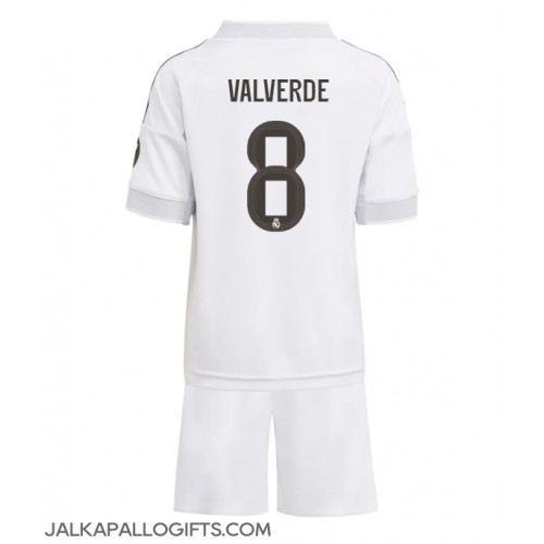 Real Madrid Federico Valverde #8 Koti Peliasu Lasten 2025-26 Lyhythihainen (+ Lyhyet housut)